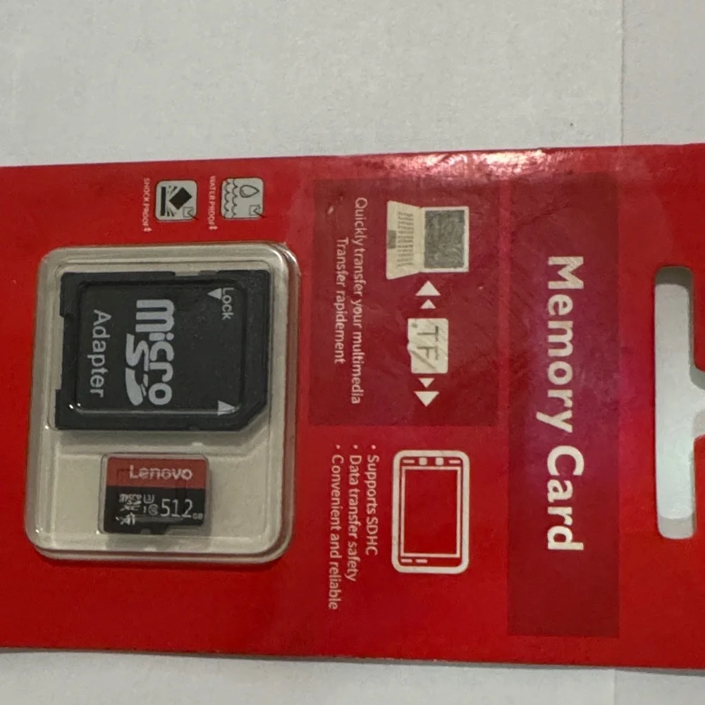 Lenovo Black and Red Micro SD Card with Adapter